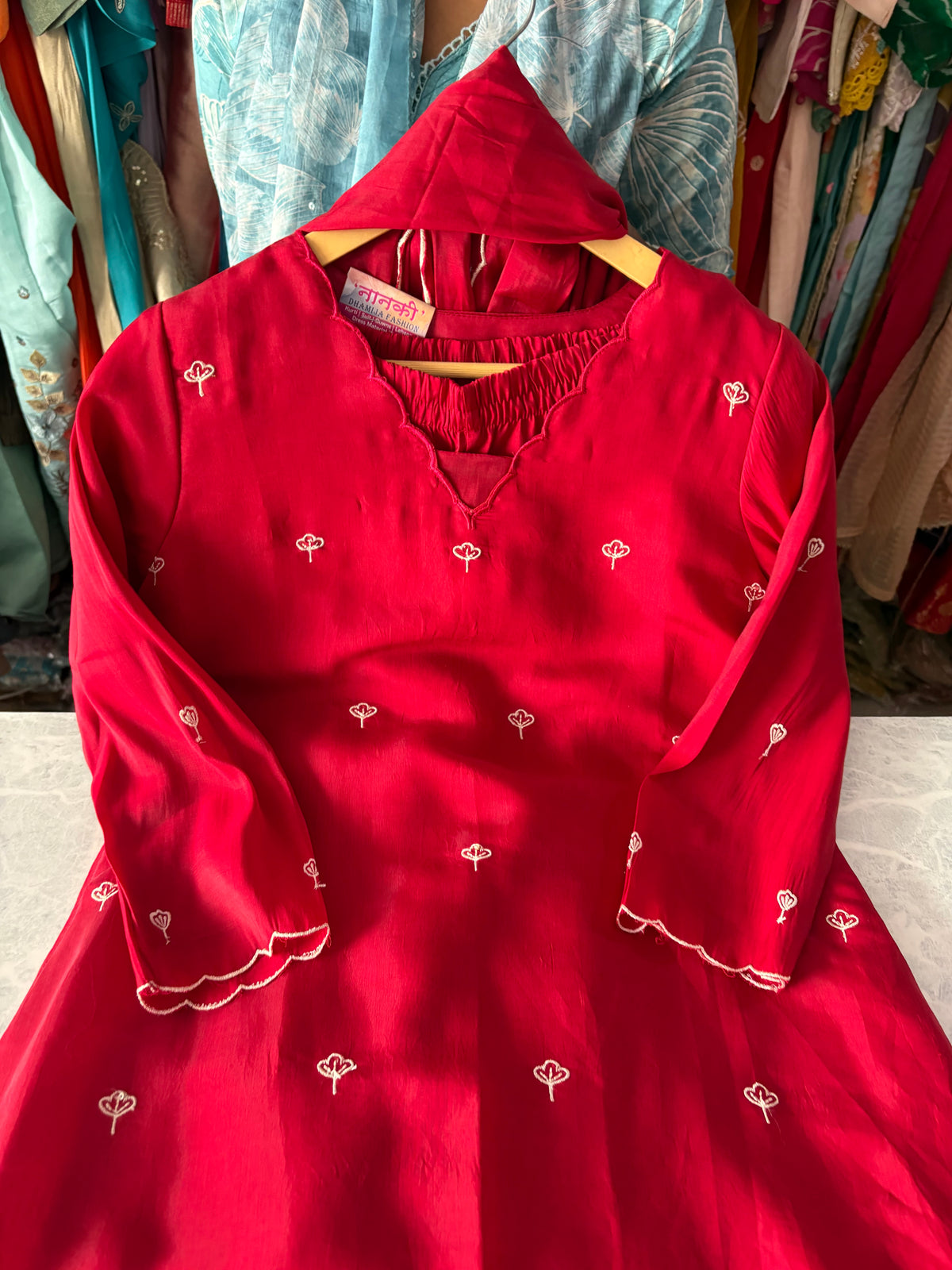 Mal Chanderi Aline Suits with Beautiful Embroidery and Handwork Detailing