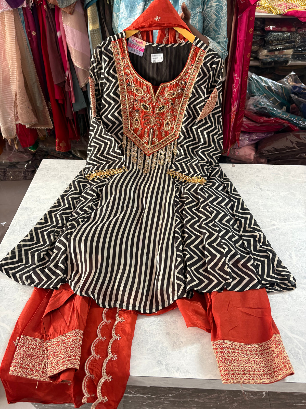 Pure Chinon Farshi Salwar Stitched Suits