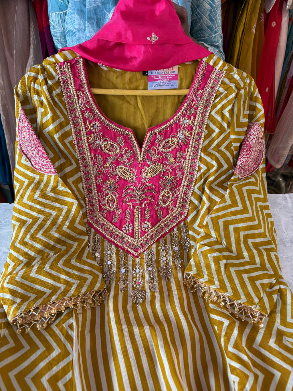 Farshi Salwar Stitched Suits in Pure Chinon Fabric