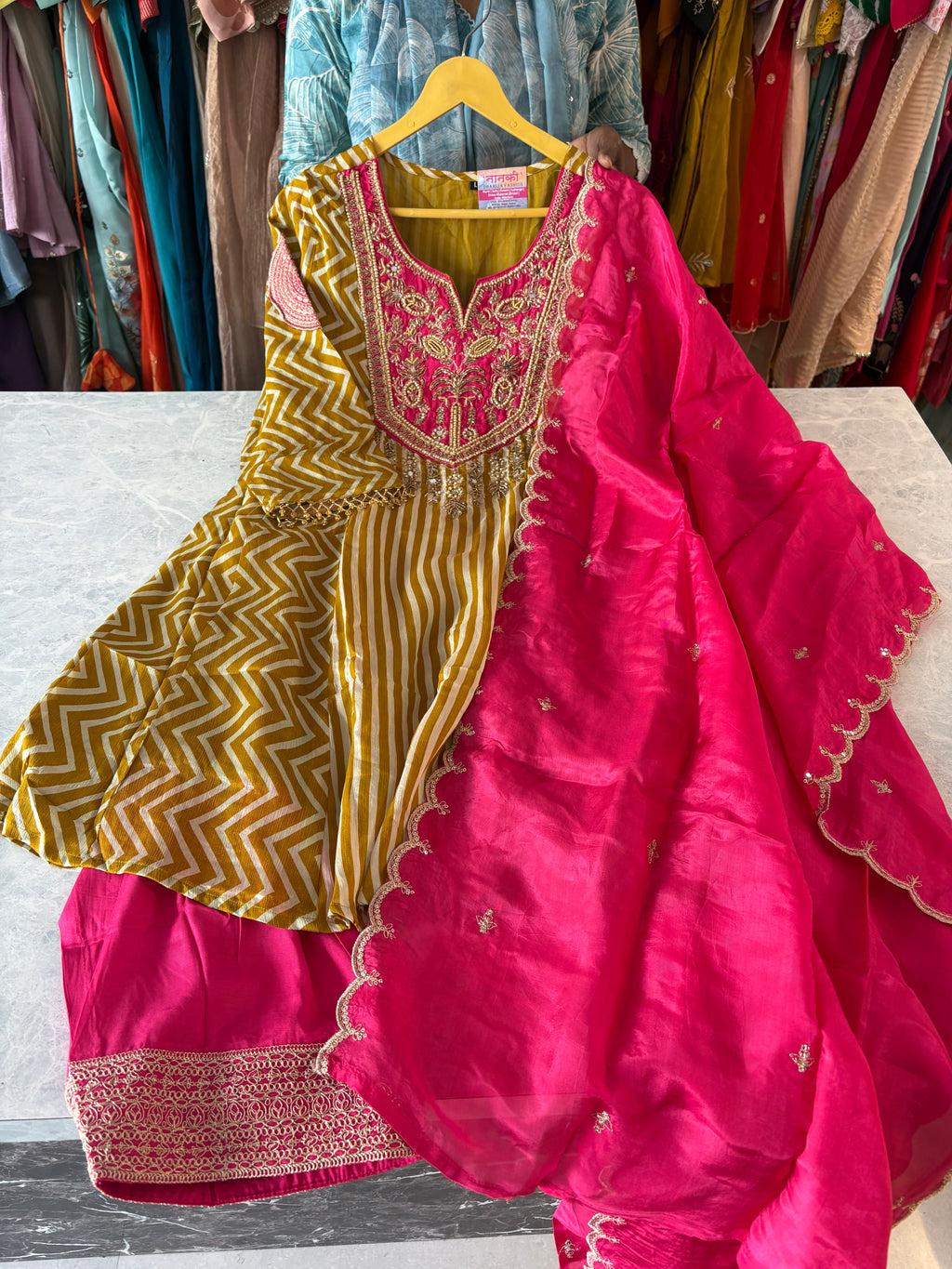 Farshi Salwar Stitched Suits in Pure Chinon Fabric