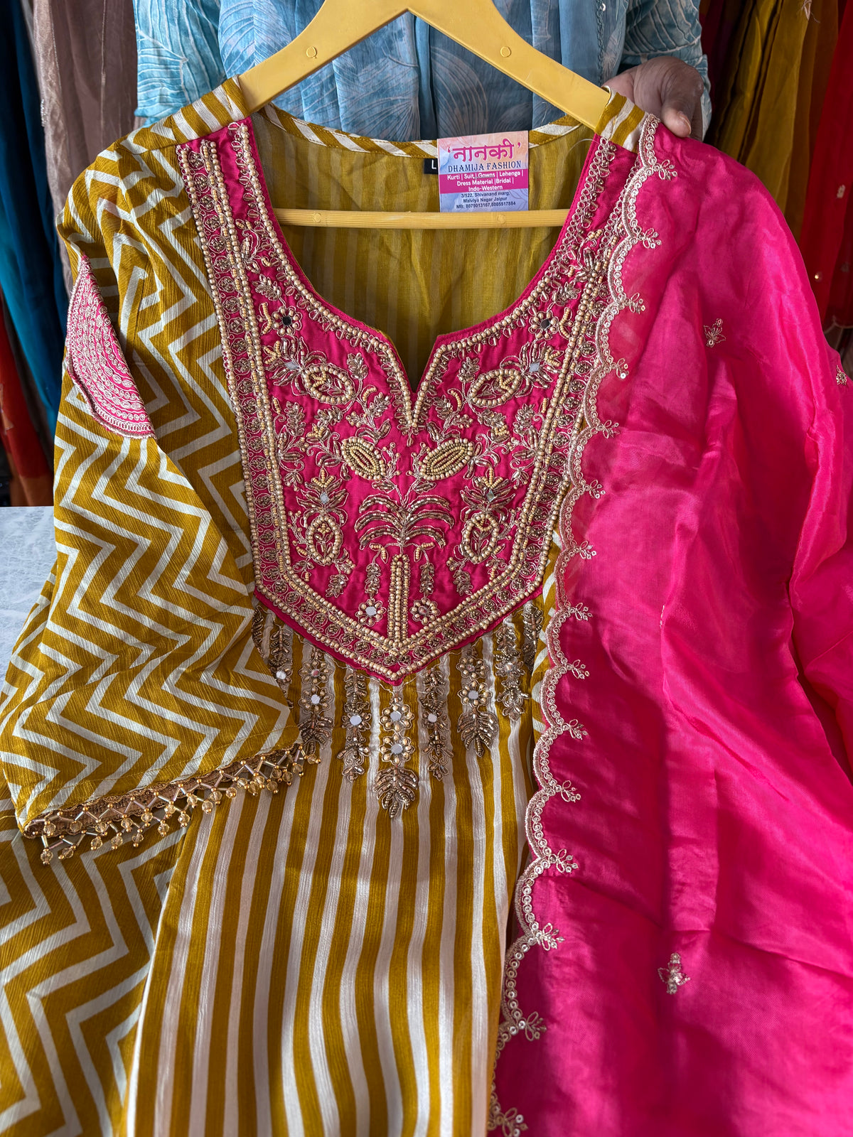 Farshi Salwar Stitched Suits in Pure Chinon Fabric