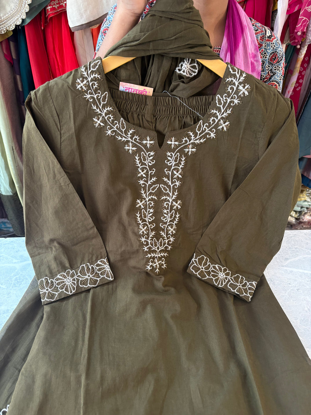 Pure Cotton Stitched Suits with Beautiful Embroidery Work & Malmal Dupatta