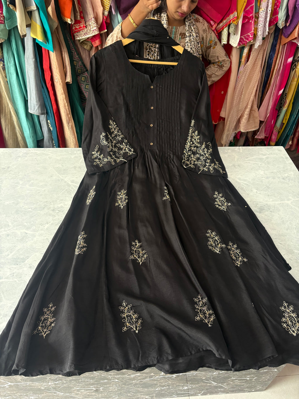 Dola Silk Fabric Designer Aline Suits