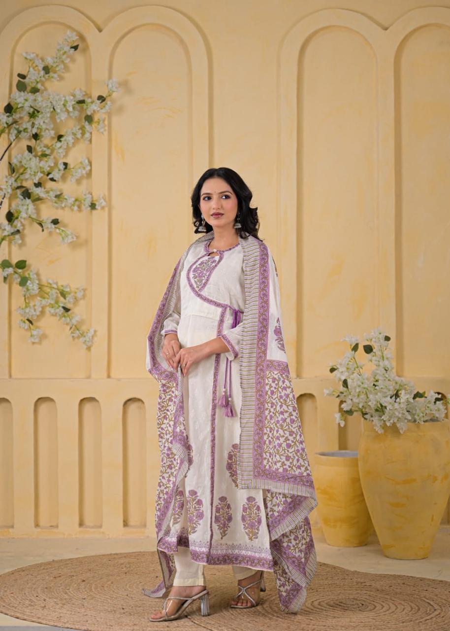 Pure Cotton Anarkali 3pcs Suit