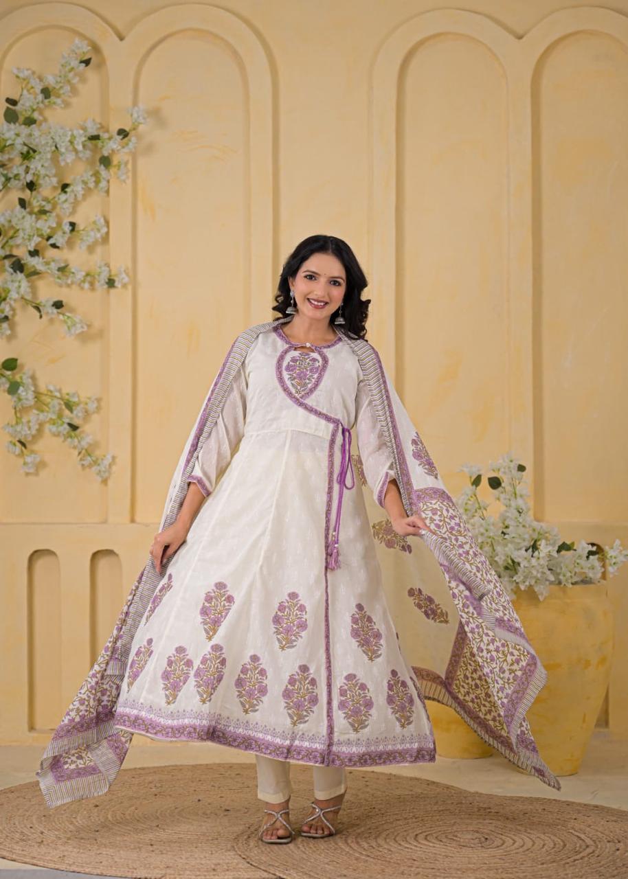 Pure Cotton Anarkali 3pcs Suit