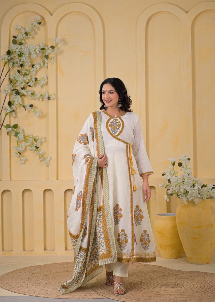 Pure Cotton Anarkali 3pcs Suit