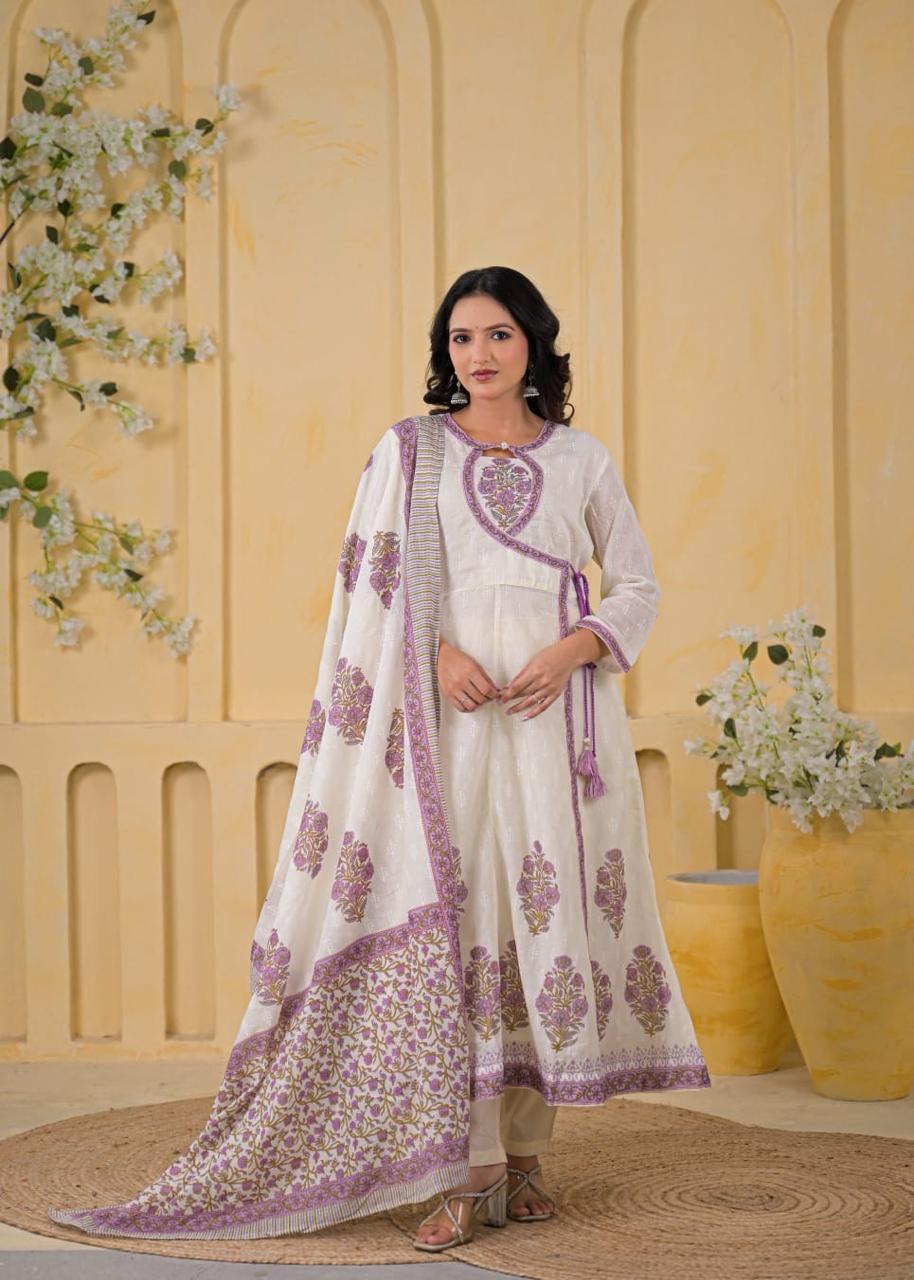 Pure Cotton Anarkali 3pcs Suit
