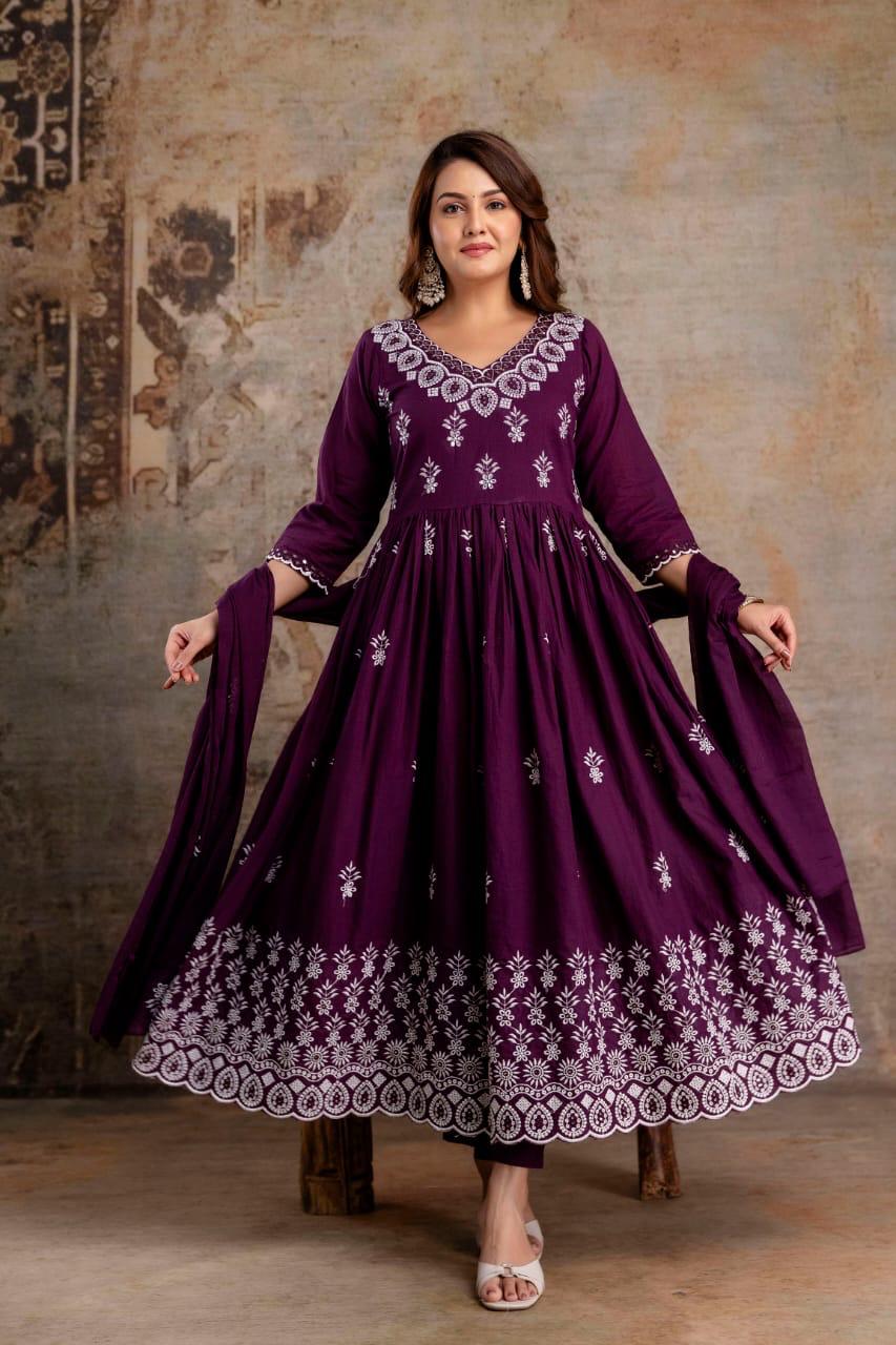 Heavy Embroidery Anrakali 3pcs Suit