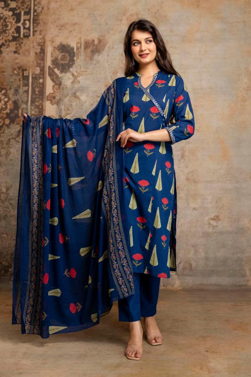 Pure Cotton Angrakha 3pcs Suit