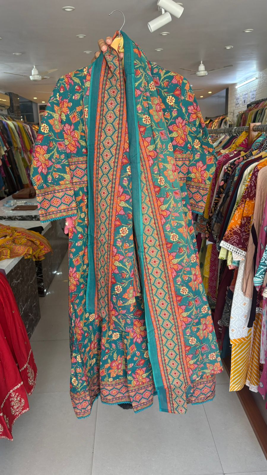 Pure Cotton Anarkali 3pcs Suit