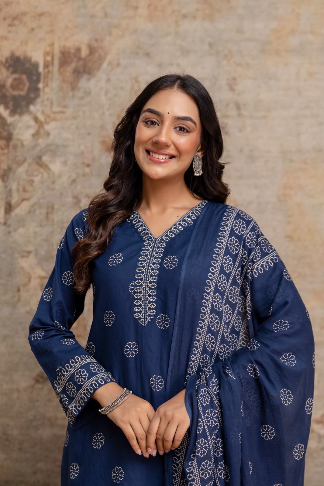 Pure cotton suit with Farshi salwar and malmal dupatta