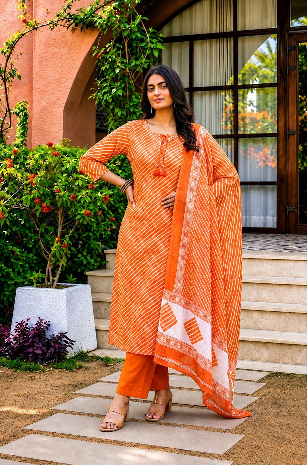 Pure cotton Leheriya 3pcs suit